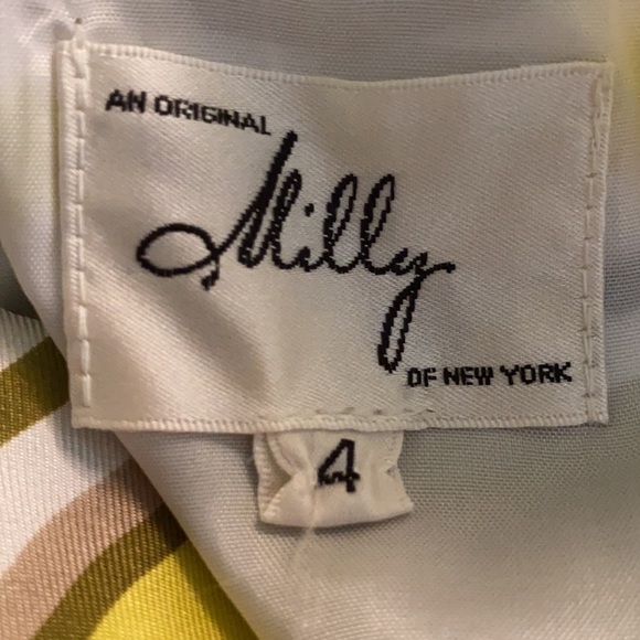 Milly Silk Striped Olive Green Yellow Black Halter Tank Top w/ Gold Chain - 4 - Picture 10 of 12